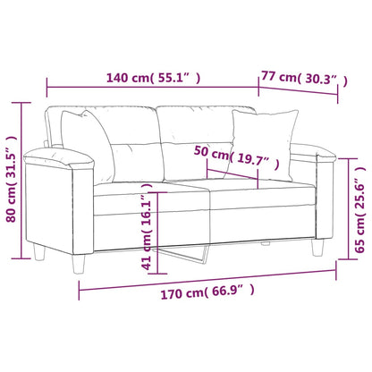 Divano 2 Posti Cuscini Grigio Scuro 140 cm Tessuto Microfibra - homemem39