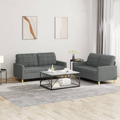 Set di Divani 2 pz con Cuscini Grigio Scuro in Tessuto - homemem39