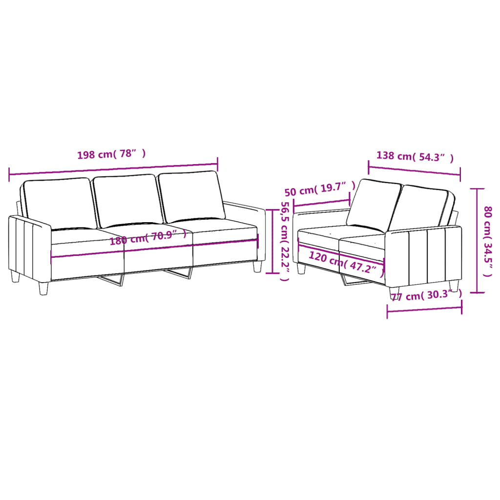 Set di Divani 2 pz con Cuscini Grigio Scuro in Tessuto - homemem39