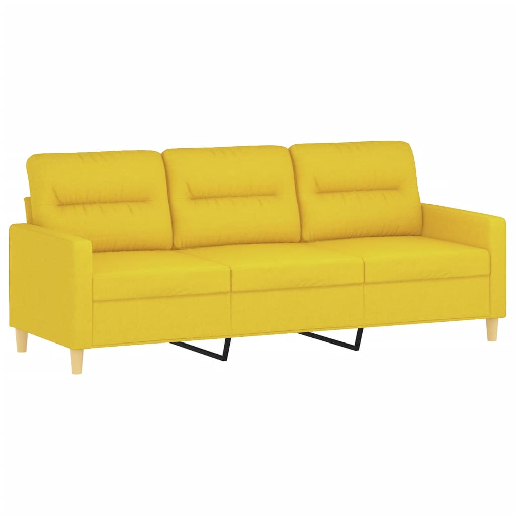 Set di Divani 3 pz con Cuscini Giallo Chiaro in Tessuto - homemem39