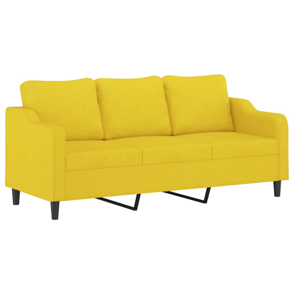 Set di Divani 3 pz con Cuscini Giallo Chiaro in Tessuto - homemem39