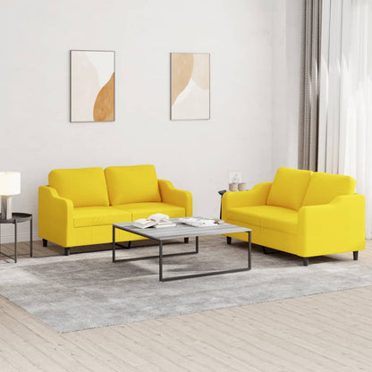 Set di Divani 2 pz con Cuscini Giallo Chiaro in Tessuto - homemem39