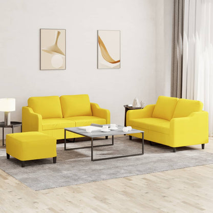 Set di Divani 3 pz con Cuscini Giallo Chiaro in Tessuto - homemem39