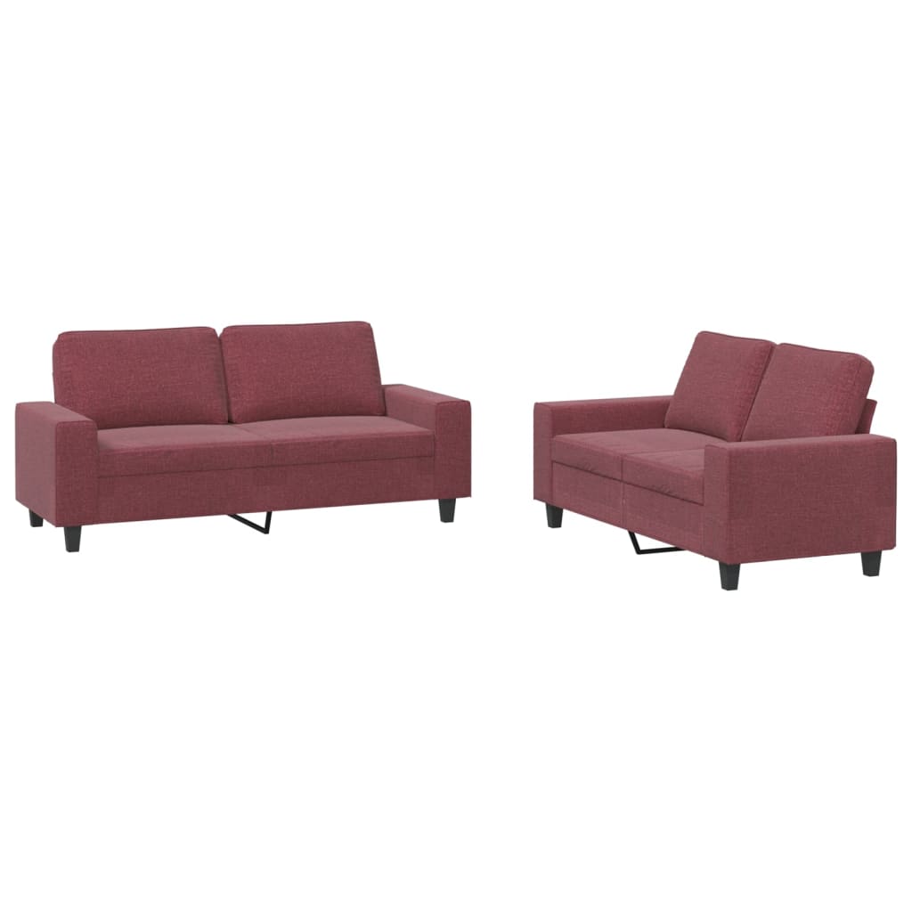 Set di Divani 2 pz Rosso Vino in Tessuto - homemem39