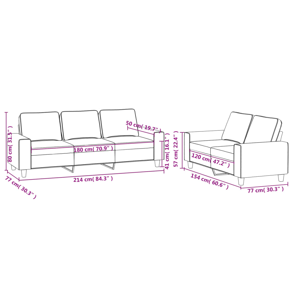 Set di Divani 2 pz Crema in Tessuto - homemem39