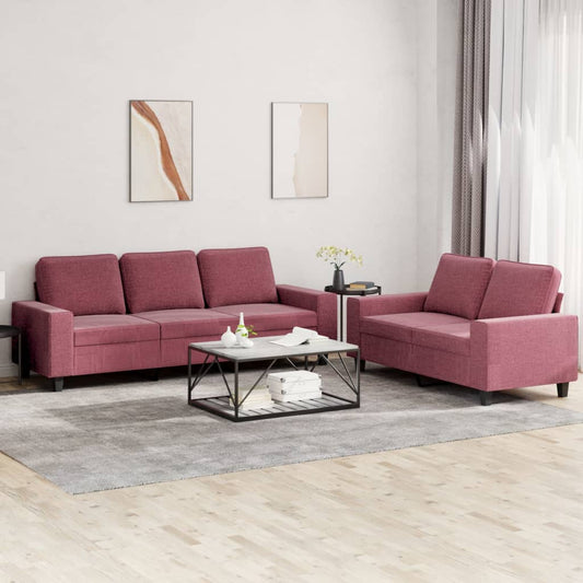 Set di Divani 2 pz Rosso Vino in Tessuto - homemem39