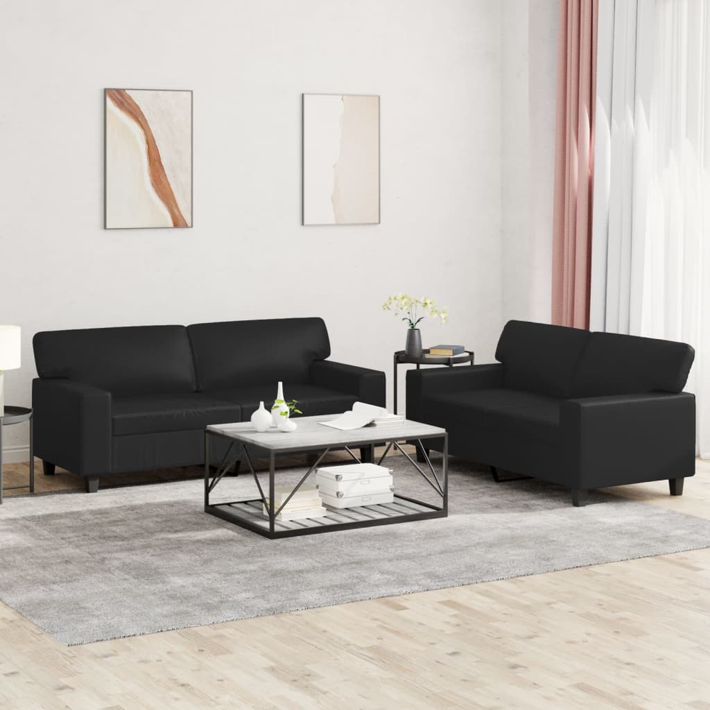 Set di Divani 2 pz Nero in Similpelle - homemem39