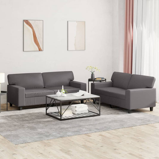 Set di Divani 2 pz Grigio in Similpelle - homemem39