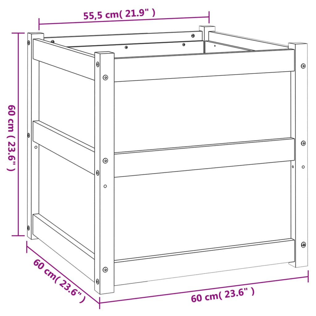 Fioriera da Giardino 60x60x60 cm in Legno Massello Di Pino - homemem39