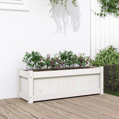 Fioriera da Giardino Bianca 90x31x31 cm Legno Massello di Pino - homemem39