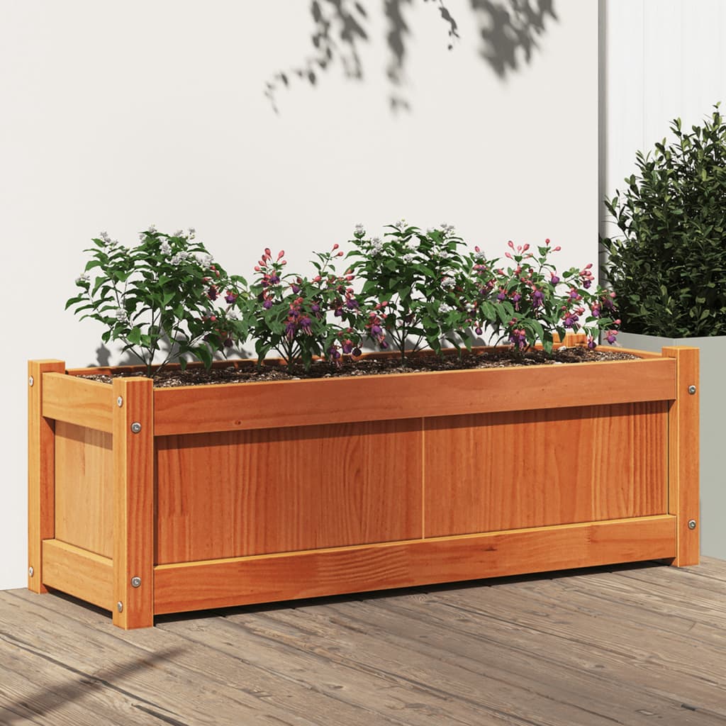 Fioriera Giardino Marrone Cera 90x31x31 cm Legno Massello Pino - homemem39