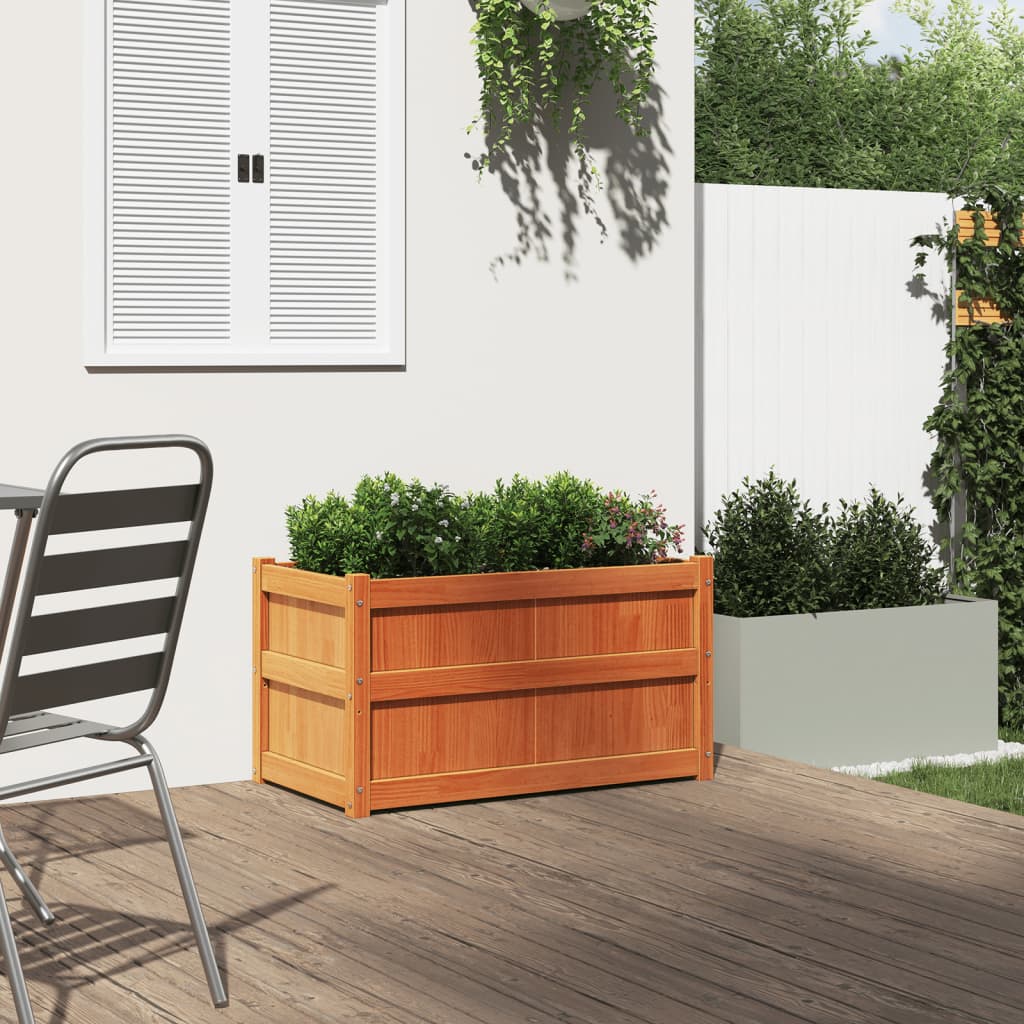 Fioriera Giardino Marrone Cera 90x50x50 cm Legno Massello Pino - homemem39