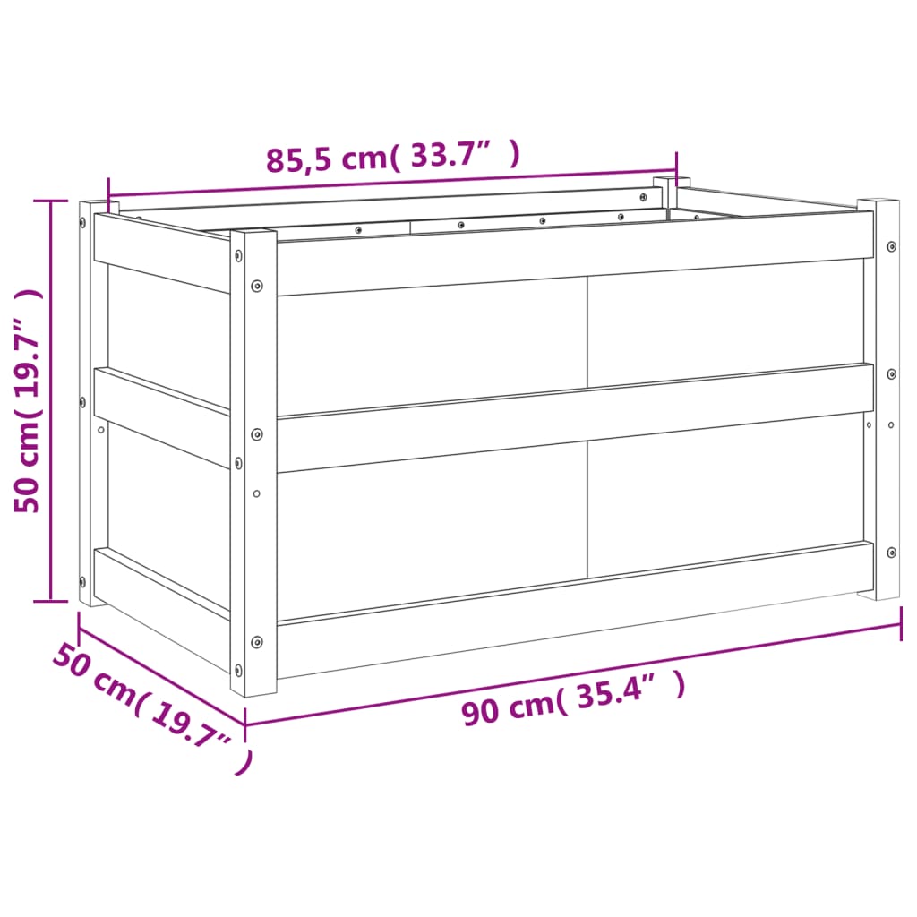 Fioriera Giardino Marrone Cera 90x50x50 cm Legno Massello Pino - homemem39