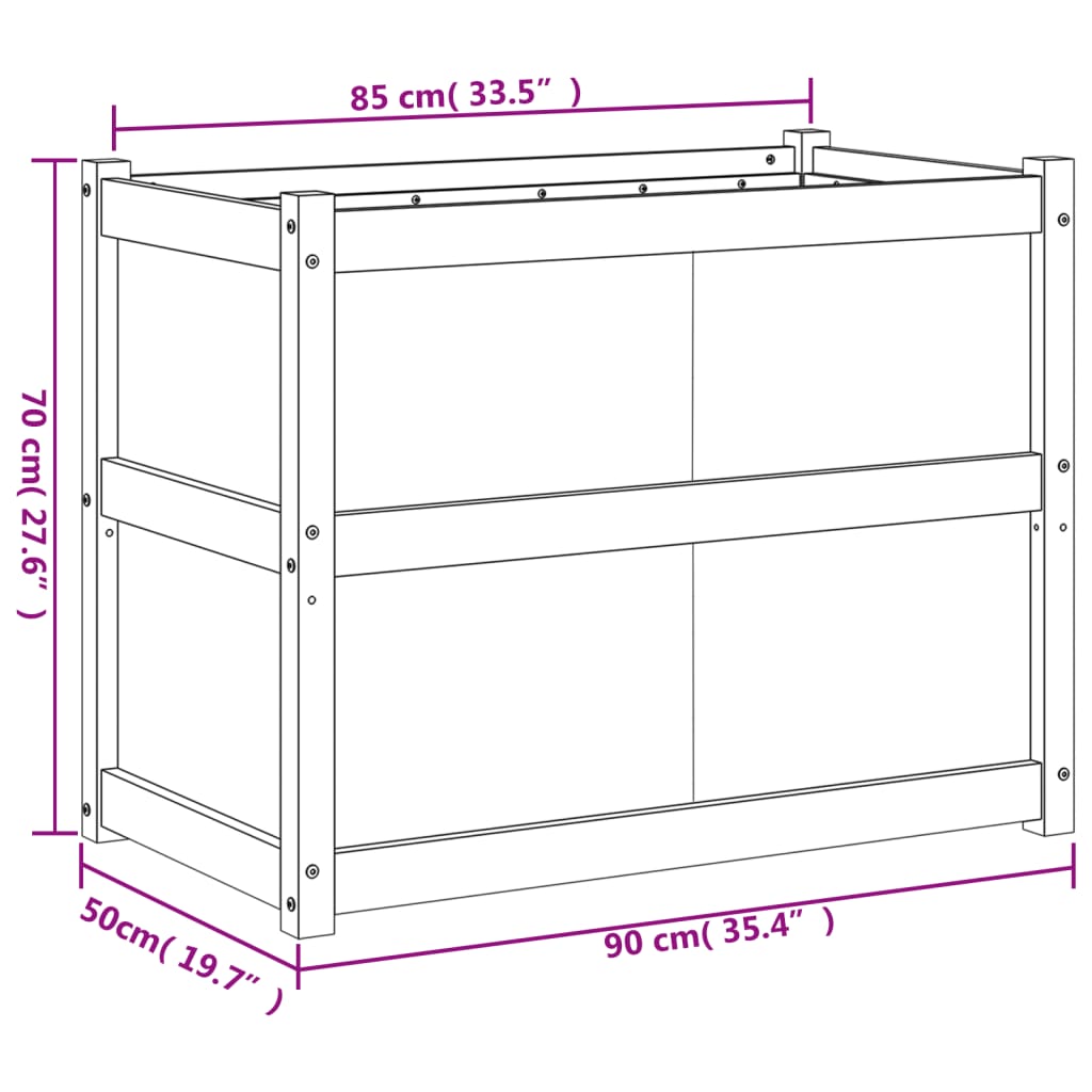 Fioriera da Giardino 90x50x70 cm in Legno di Pino Impregnato - homemem39