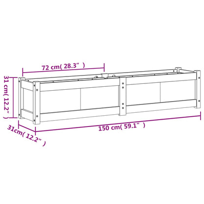 Fioriera da Giardino 150x31x31 cm in Legno Massello di Pino - homemem39