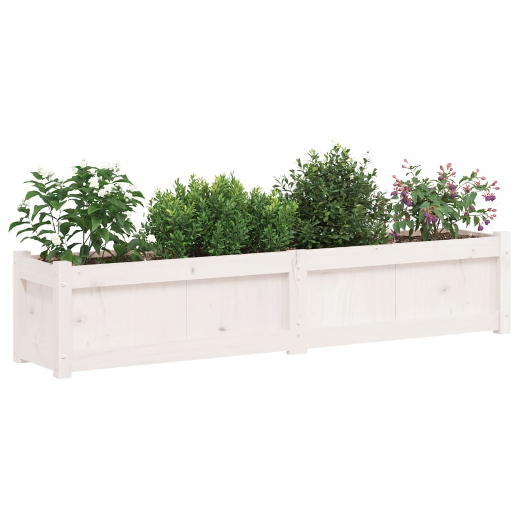 Fioriera da Giardino Bianca 150x31x31 cm Legno Massello di Pino - homemem39