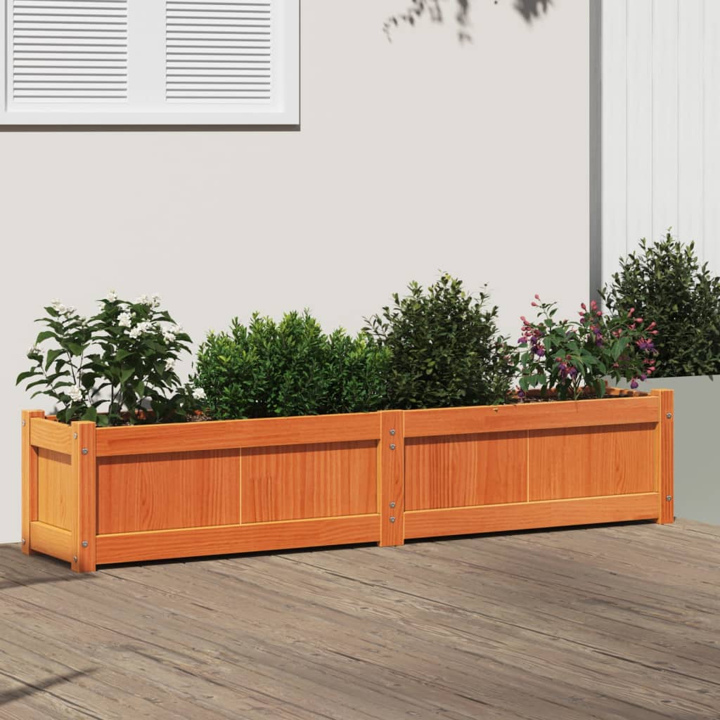 Fioriera Giardino Marrone Cera 150x31x31 cm Legno Massello Pino - homemem39