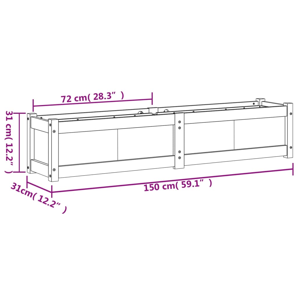 Fioriera da Giardino 150x31x31 cm in Legno di Pino Impregnato - homemem39