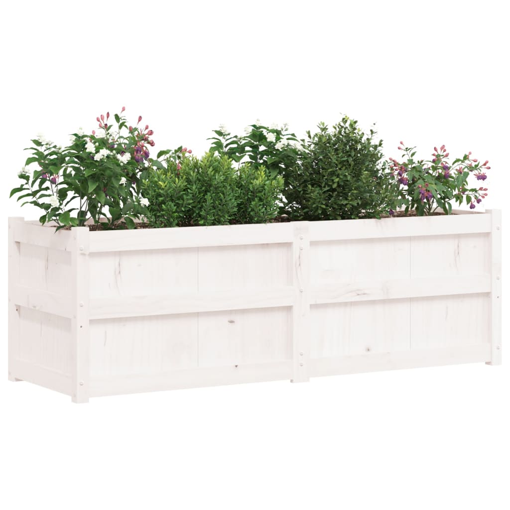 Fioriera da Giardino Bianca 150x50x50 cm Legno Massello di Pino - homemem39