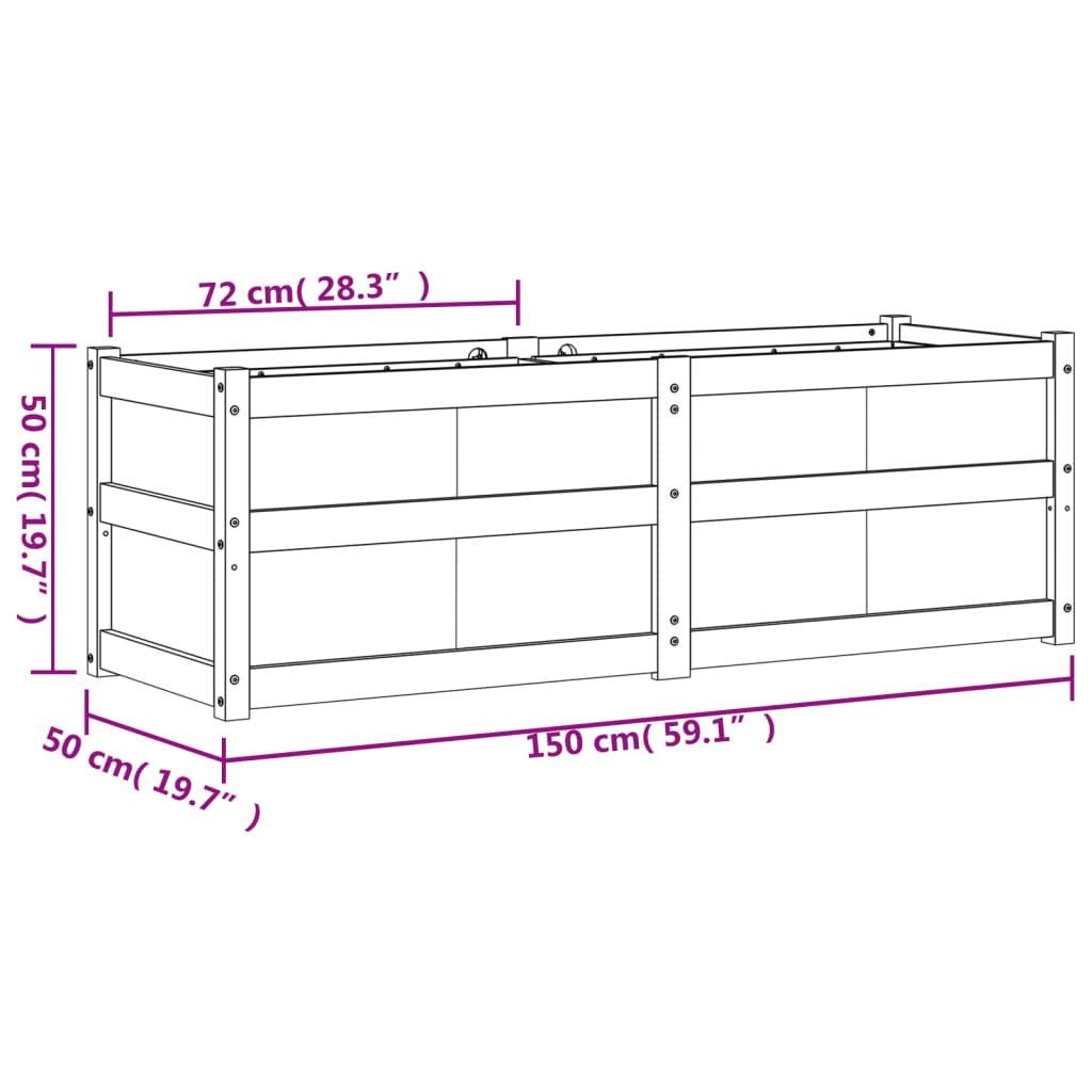 Fioriera da Giardino Bianca 150x50x50 cm Legno Massello di Pino - homemem39