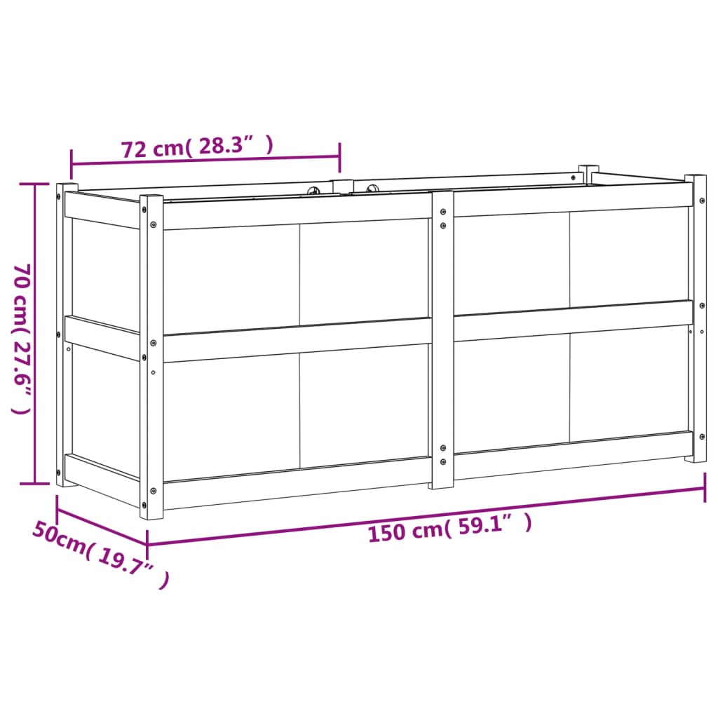 Fioriera da Giardino 150x50x70 cm in Legno di Pino Impregnato - homemem39