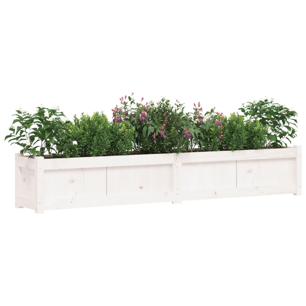 Fioriera da Giardino Bianca 180x31x31 cm Legno Massello di Pino - homemem39