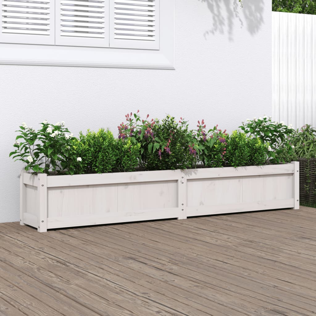 Fioriera da Giardino Bianca 180x31x31 cm Legno Massello di Pino - homemem39