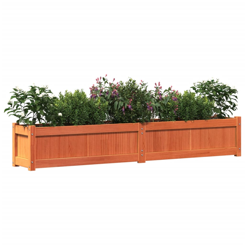 Fioriera Giardino Marrone Cera 180x31x31 cm Legno Massello Pino - homemem39