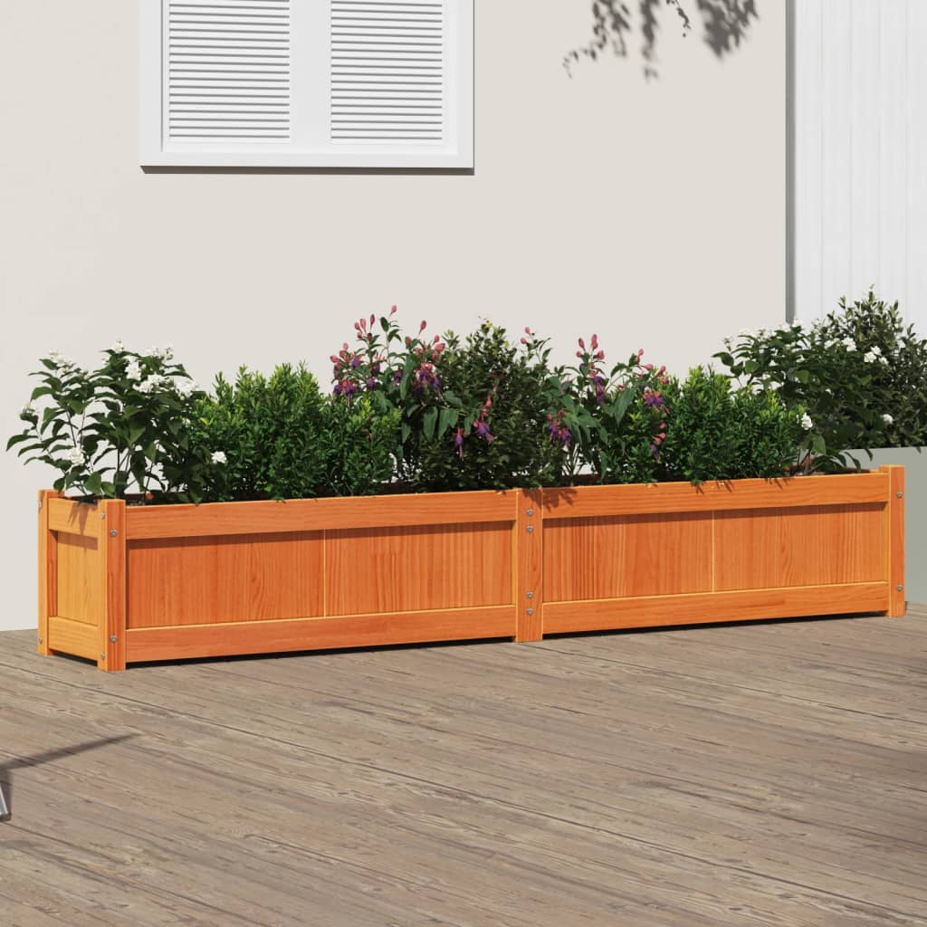 Fioriera Giardino Marrone Cera 180x31x31 cm Legno Massello Pino - homemem39