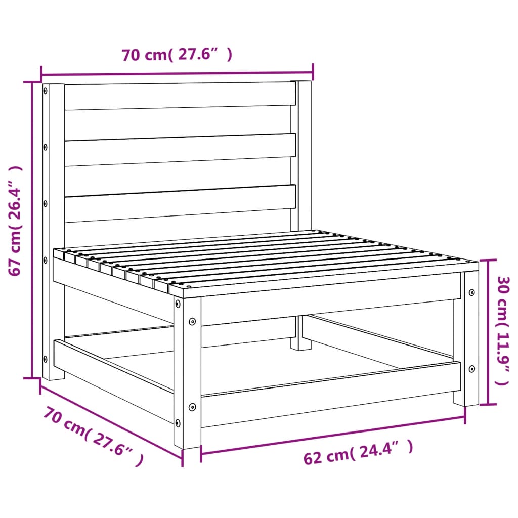 Divani Giardino Senza Braccioli 3pz 70x70x67cm Massello Douglas - homemem39