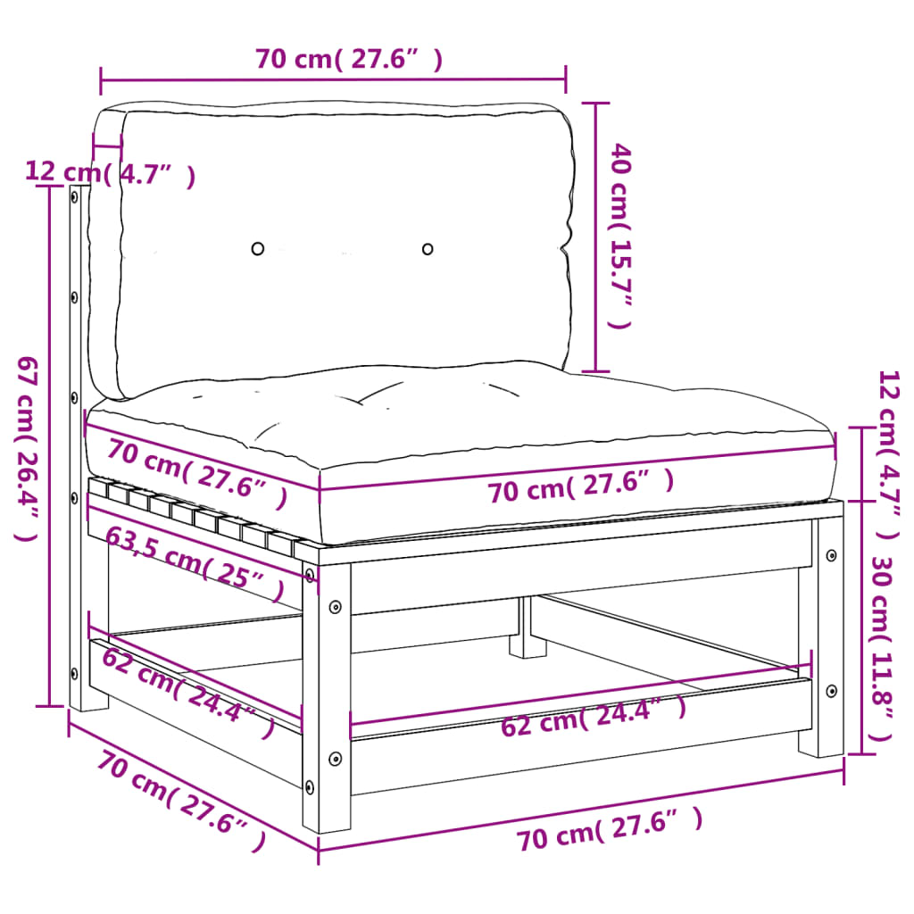 Divani Giardino Senza Braccioli con Cuscini 2 pz Legno Douglas - homemem39