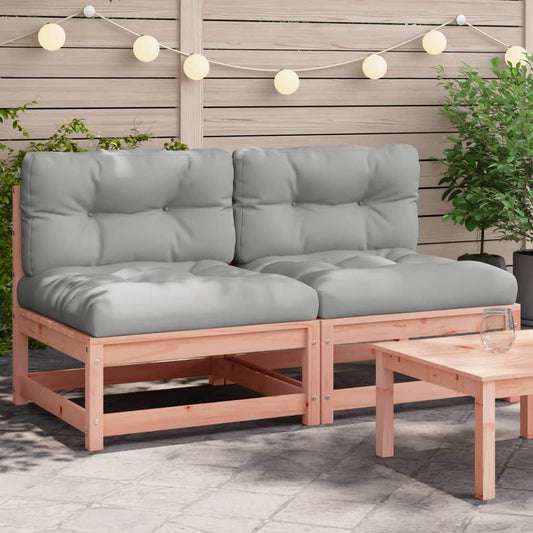 Divani Giardino Senza Braccioli con Cuscini 2 pz Legno Douglas - homemem39