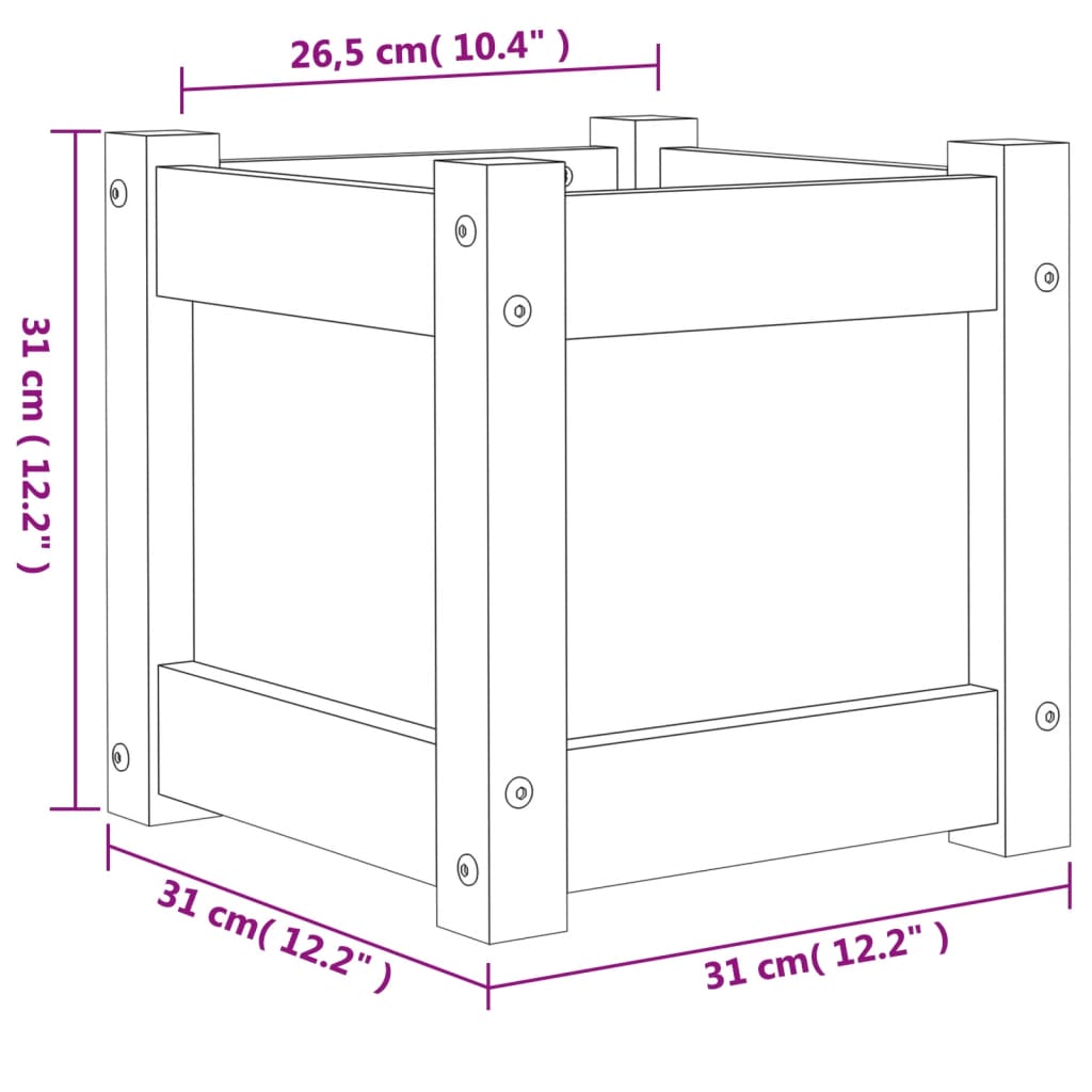 Fioriera da Giardino 31x31x31 cm in Legno Massello di Pino - homemem39