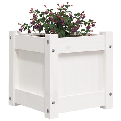 Fioriera da Giardino Bianca 31x31x31 cm Legno Massello di Pino - homemem39