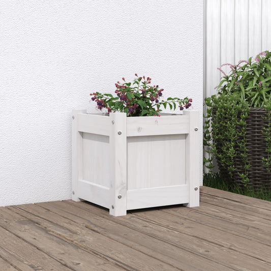 Fioriera da Giardino Bianca 31x31x31 cm Legno Massello di Pino - homemem39