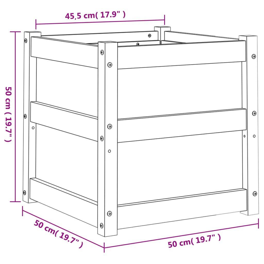 Fioriera da Giardino 50x50x50 cm in Legno di Pino Impregnato - homemem39