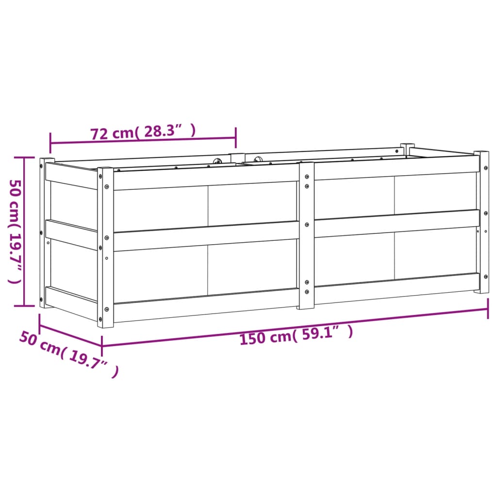 Fioriera da Giardino 150x50x50 cm in Legno Massello di Douglas - homemem39