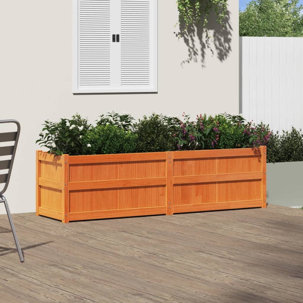 Fioriera Giardino Marrone Cera 180x50x50 cm Legno Massello Pino - homemem39