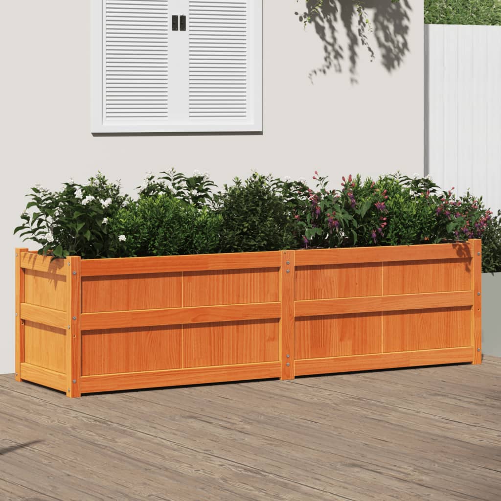 Fioriera Giardino Marrone Cera 180x50x50 cm Legno Massello Pino - homemem39