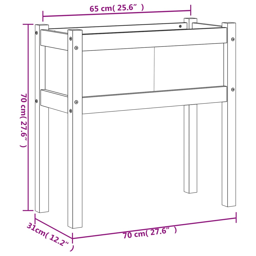 Fioriera da Giardino con Gambe 70x31x70 cm Legno Massello Pino - homemem39