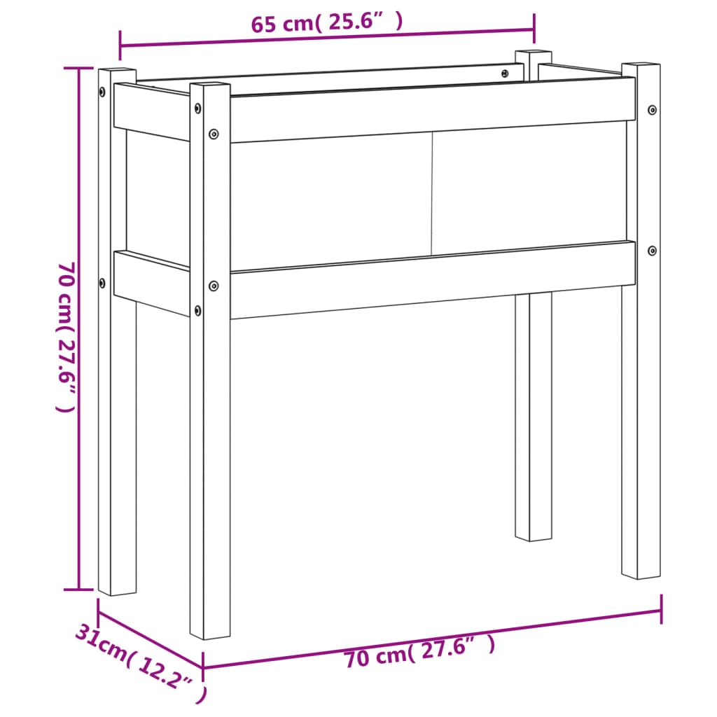 Fioriera da Giardino con Gambe Bianca 70x31x70 cm Massello Pino - homemem39