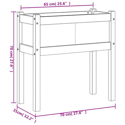 Fioriera da Giardino con Gambe Bianca 70x31x70 cm Massello Pino - homemem39