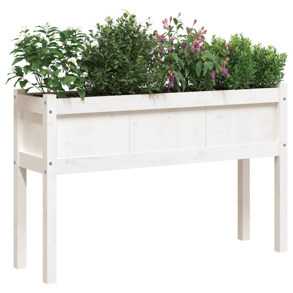 Fioriere da Giardino 2 pz con Gambe Bianche Legno Massello Pino - homemem39