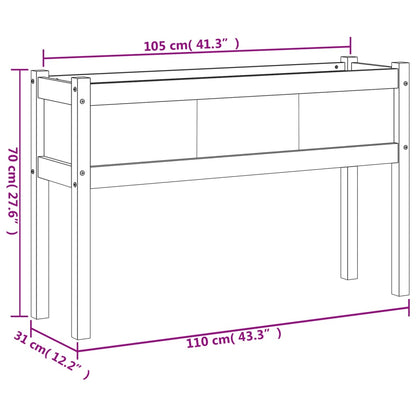 Fioriera Giardino Gambe Marrone Cera 110x31x70 cm Massello Pino - homemem39