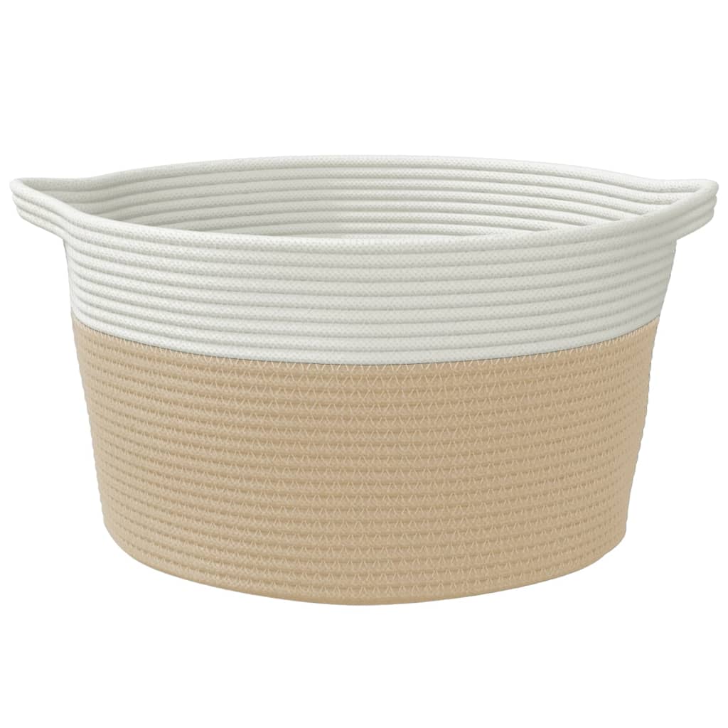 Cestino Portaoggetti Beige e Bianco Ø40x25 cm in Cotone - homemem39