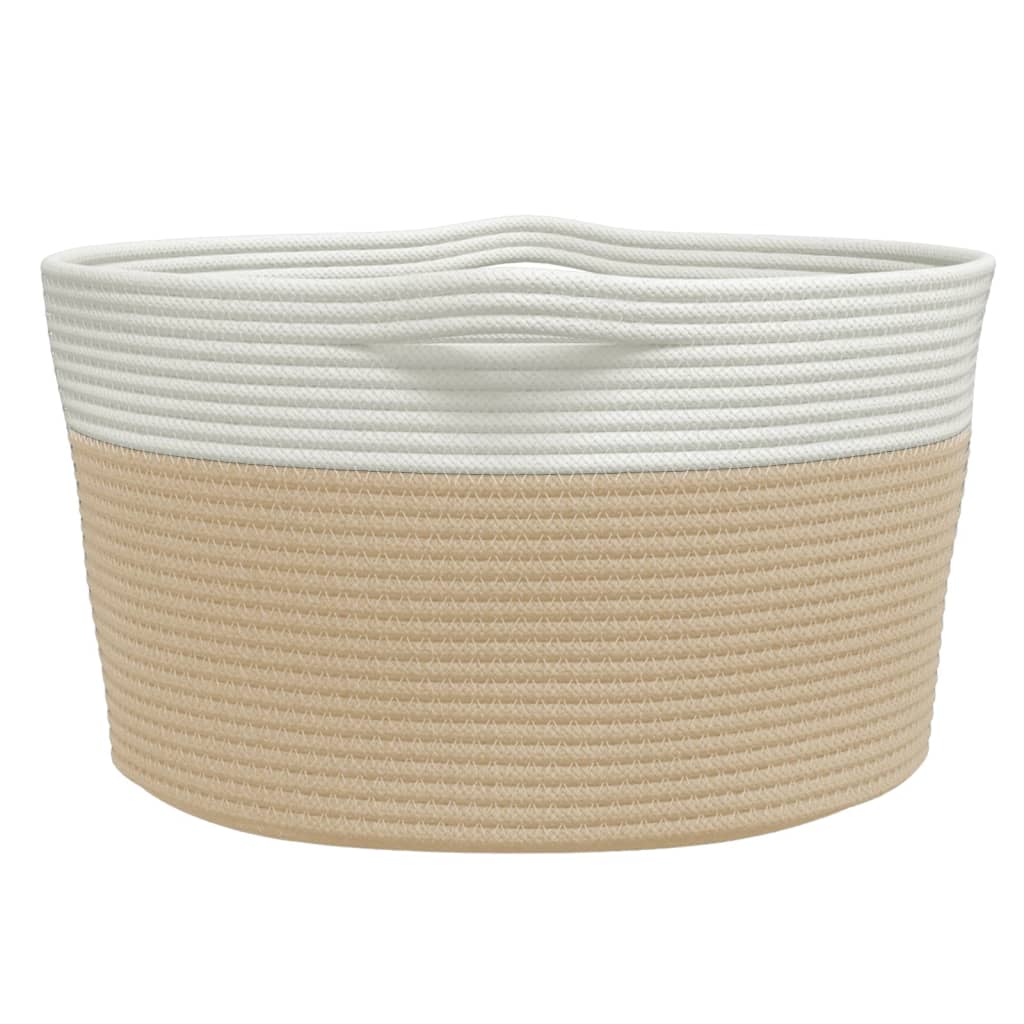 Cestino Portaoggetti Beige e Bianco Ø40x25 cm in Cotone - homemem39