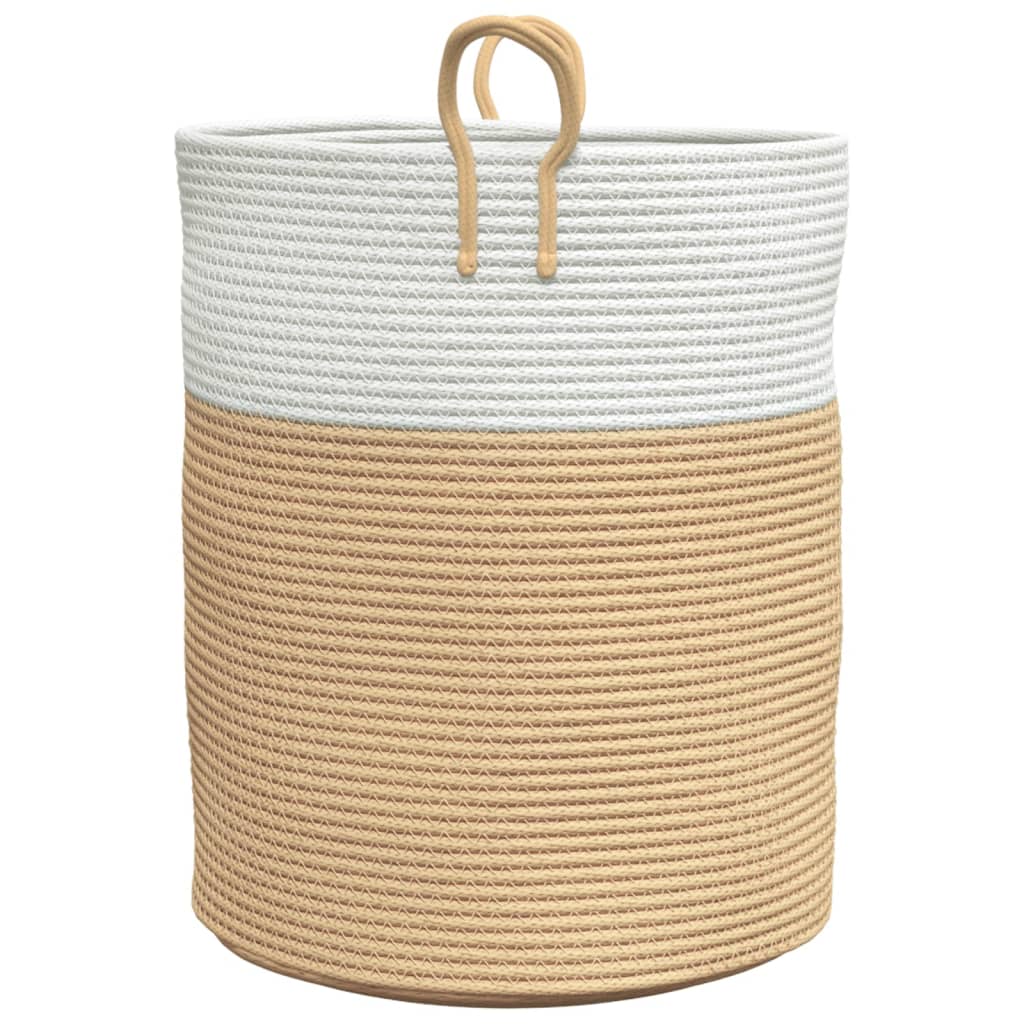 Cestino Portaoggetti Beige e Bianco Ø38x46 cm in Cotone - homemem39