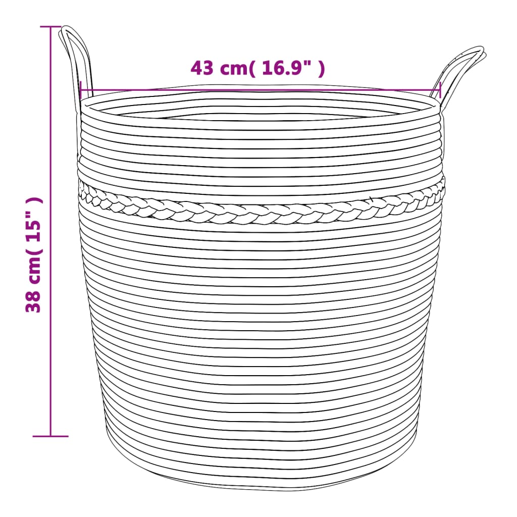 Cestino Portaoggetti Grigio e Bianco Ø43x38 cm in Cotone - homemem39