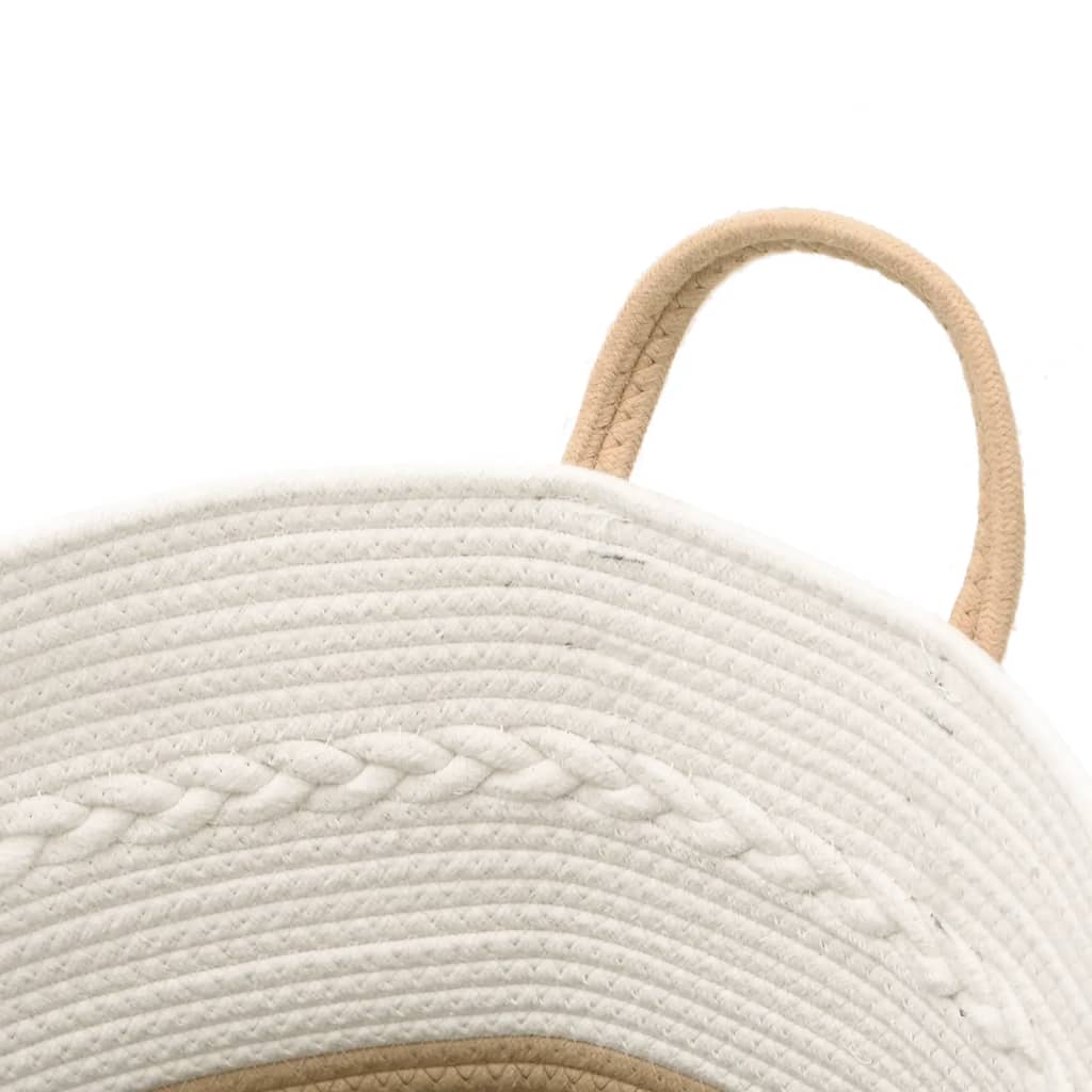 Cestino Portaoggetti Beige e Bianco Ø43x38 cm in Cotone - homemem39