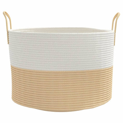 Cestino Portaoggetti Beige e Bianco Ø51x33 cm in Cotone - homemem39